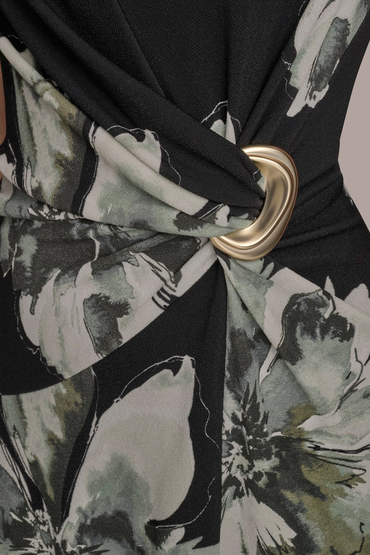 SLEEVELESS FLORAL TWIST ASYMMETRIC DRESS