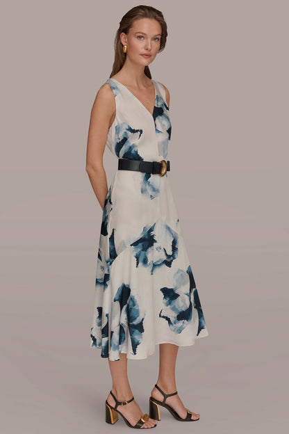 V-NECK FLORAL DRESS