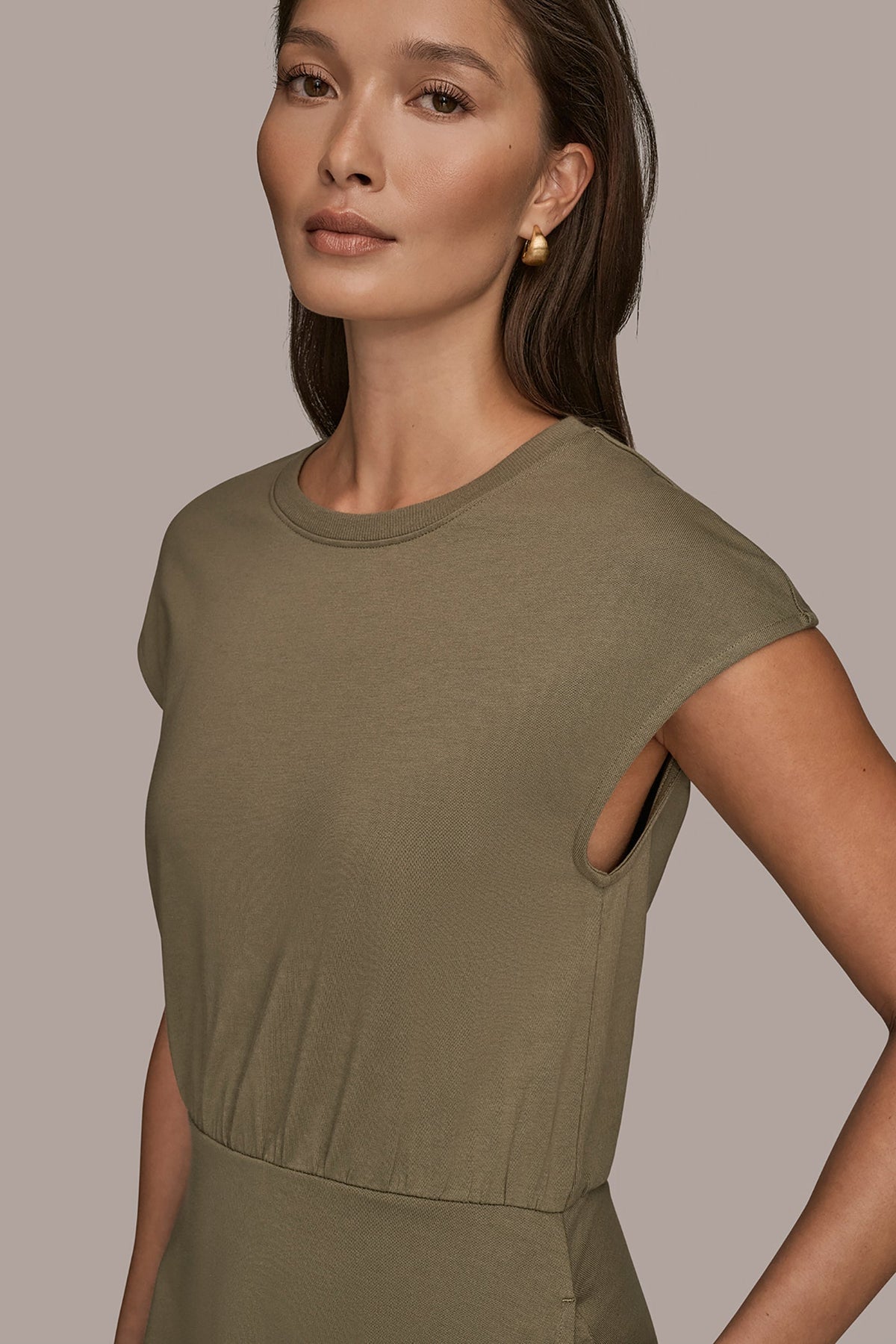 CAP SLEEVE CREW NECK DRESS