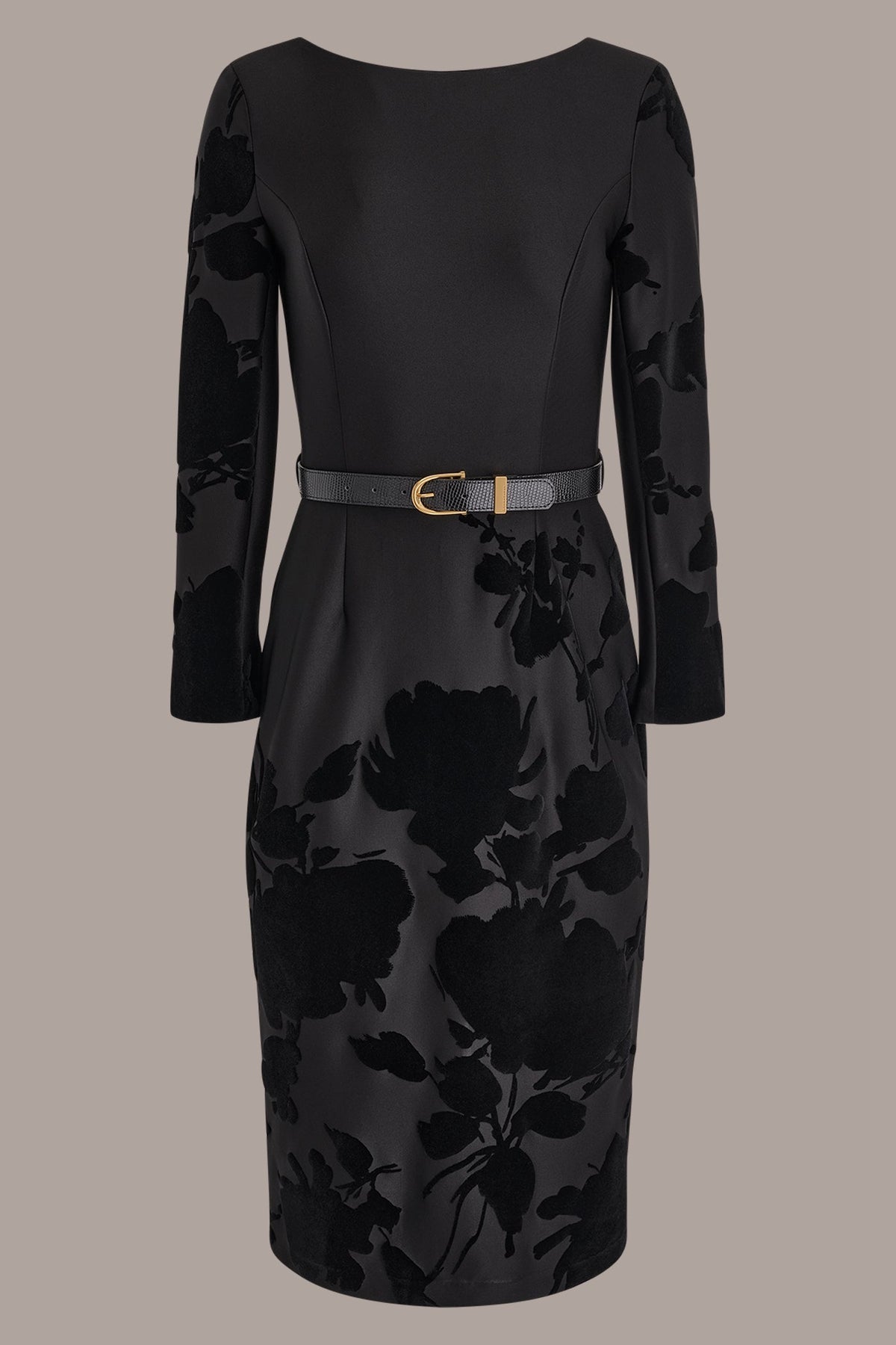 3/4 SLEEVE BOATNECK MIDI SHEATH DRESS