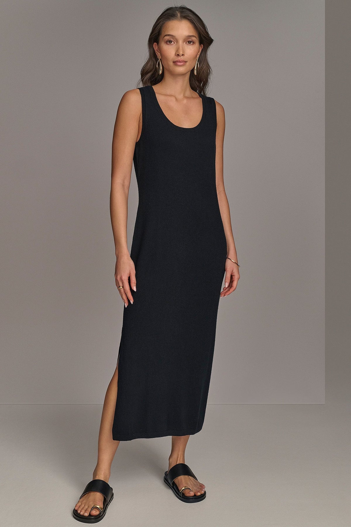 CASHMERE SLEEVELESS MIDI TANK DRESS