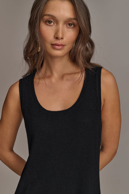 CASHMERE SLEEVELESS MIDI TANK DRESS