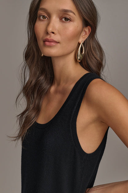 CASHMERE SLEEVELESS MIDI TANK DRESS
