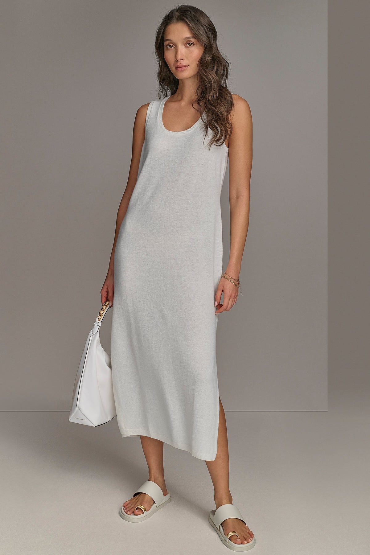 CASHMERE SLEEVELESS MIDI TANK DRESS