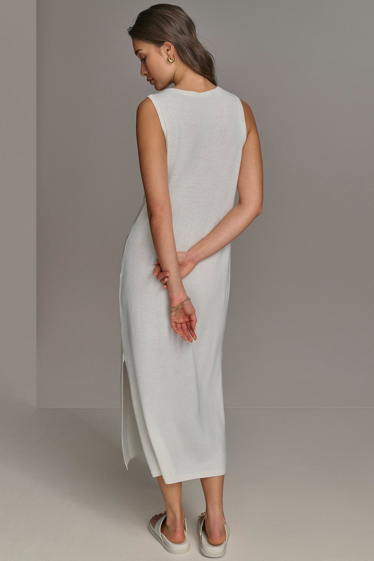 CASHMERE SLEEVELESS MIDI TANK DRESS