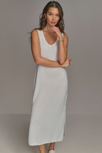 CASHMERE SLEEVELESS MIDI TANK DRESS