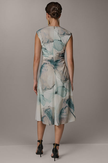 CHIFFON STRIPE MIDI SHIFT DRESS