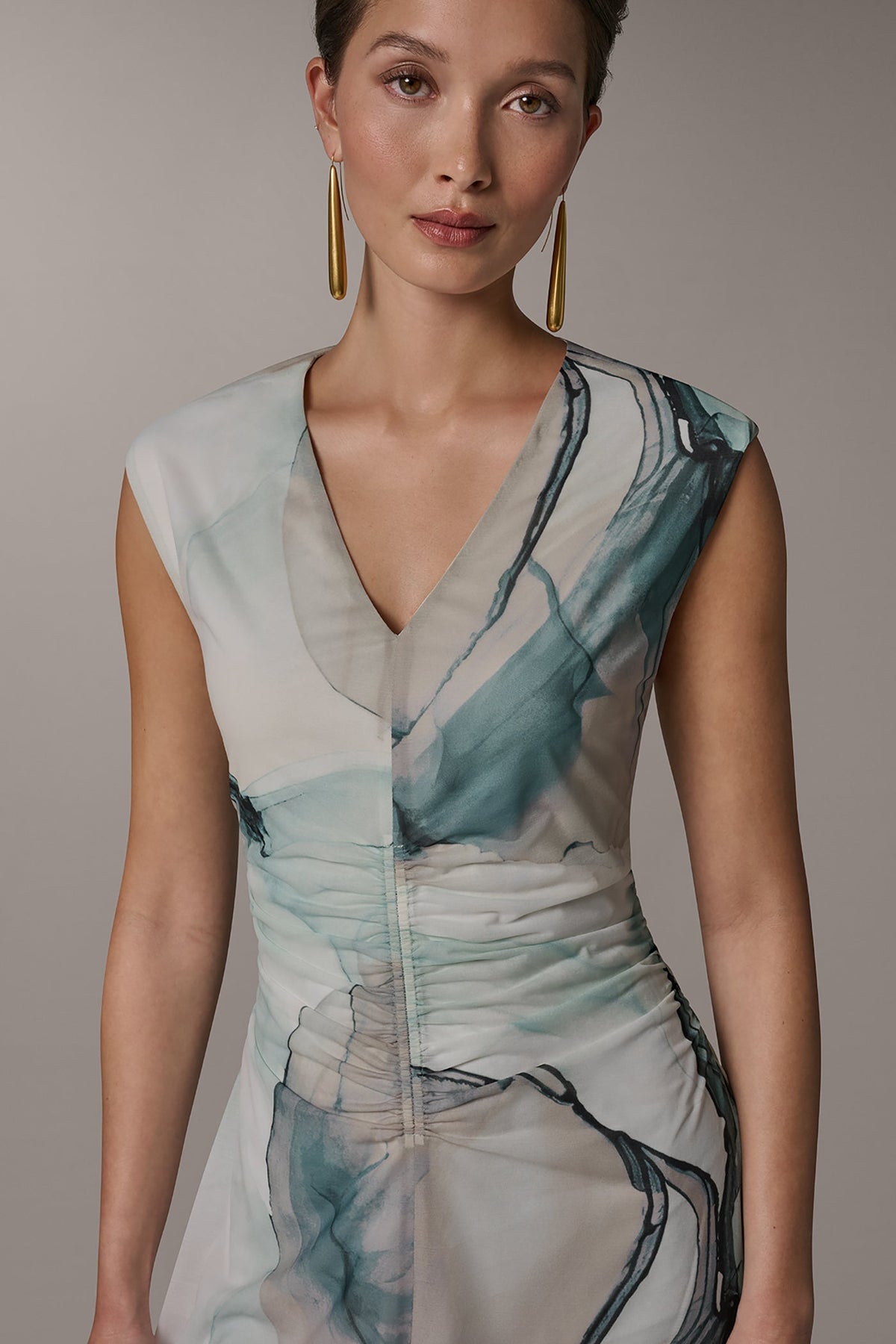CHIFFON STRIPE MIDI SHIFT DRESS