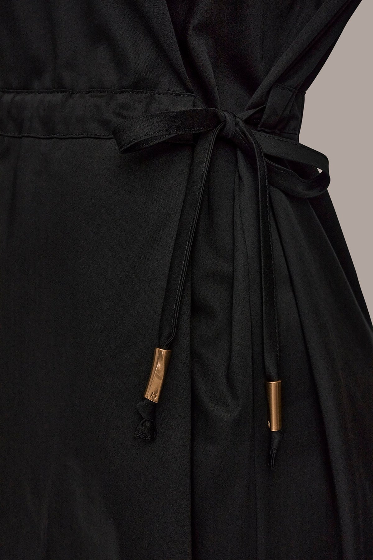 COTTON-SATEEN DRAWSTRING SHIRT DRESS