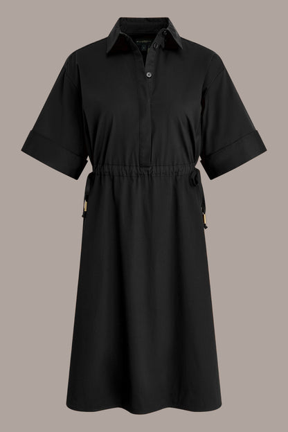 COTTON-SATEEN DRAWSTRING SHIRT DRESS