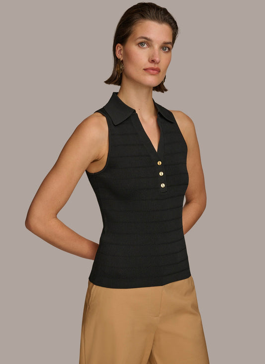 TEXTURE SWEATER WITH  GOLD BUTTONS
