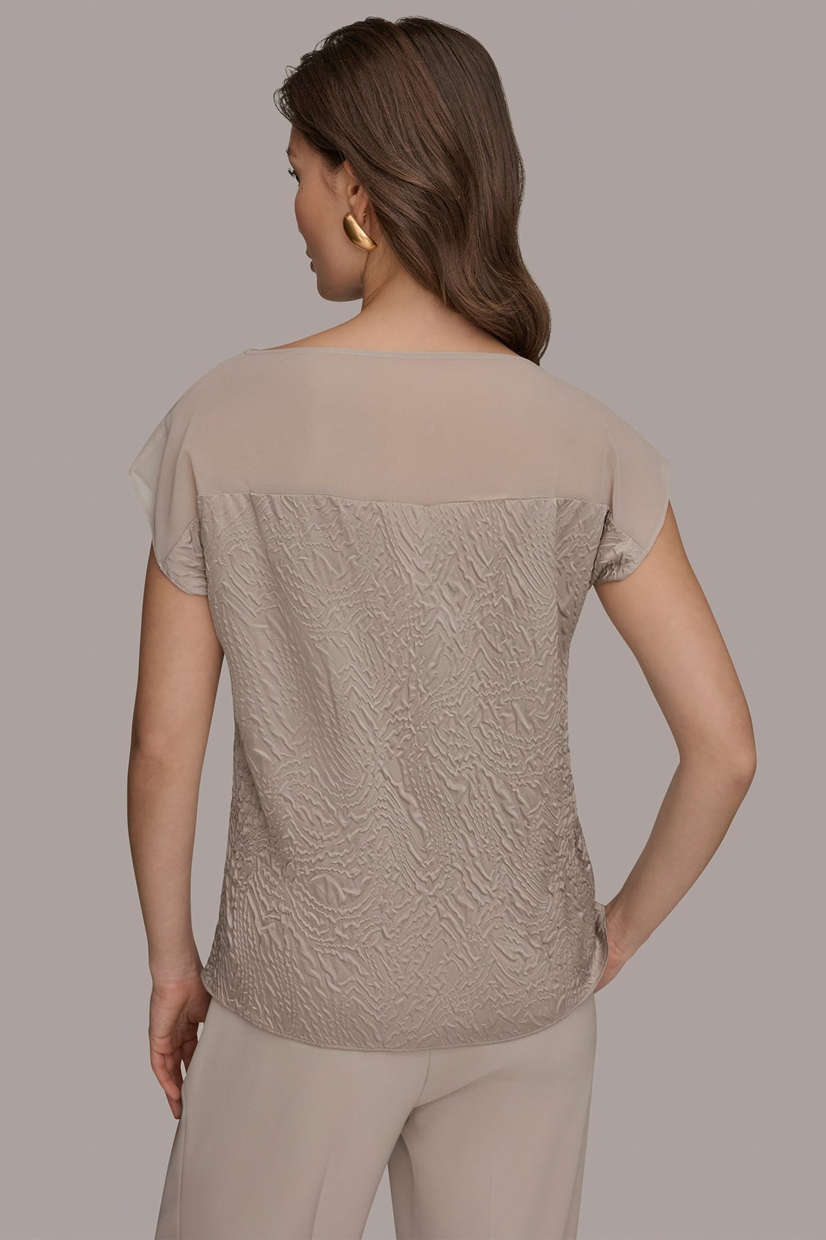 MESH AND JACQUARD BLOUSE