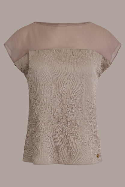 MESH AND JACQUARD BLOUSE