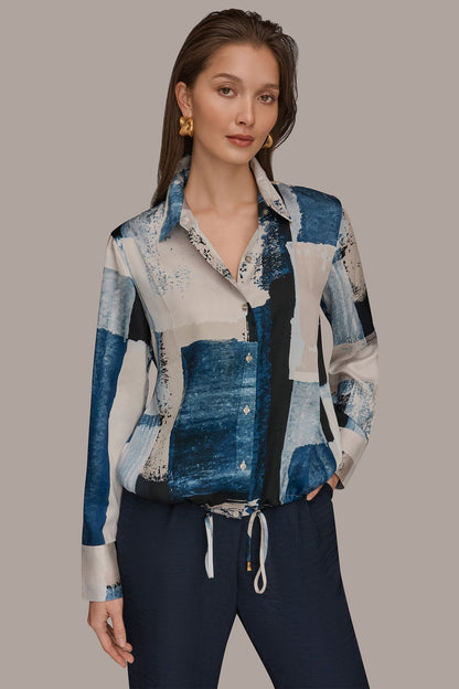 DRAWSTRING HEM BLOUSE