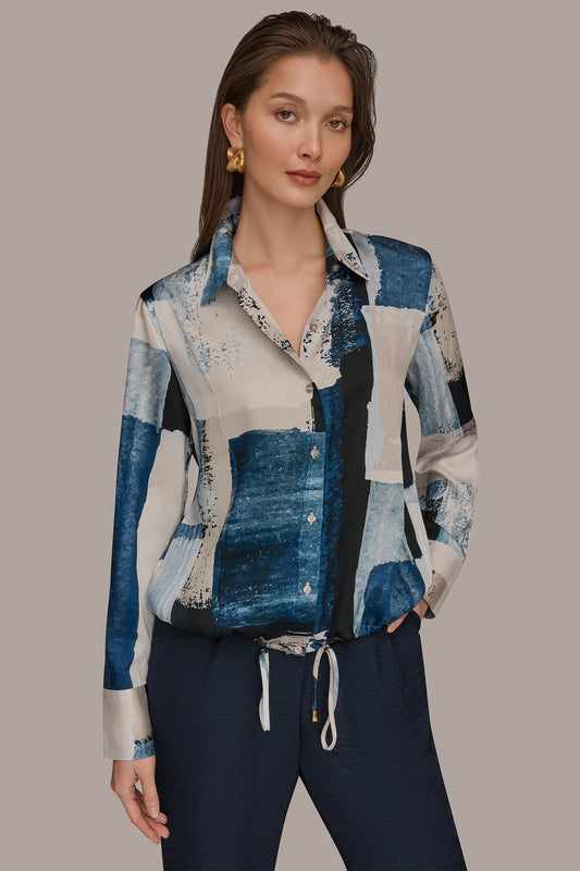 DRAWSTRING HEM BLOUSE