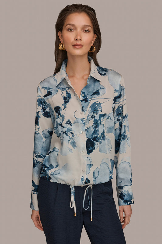 DRAWSTRING HEM BLOUSE