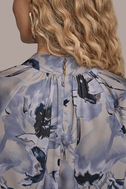 BUTTON-NECK BLOUSE