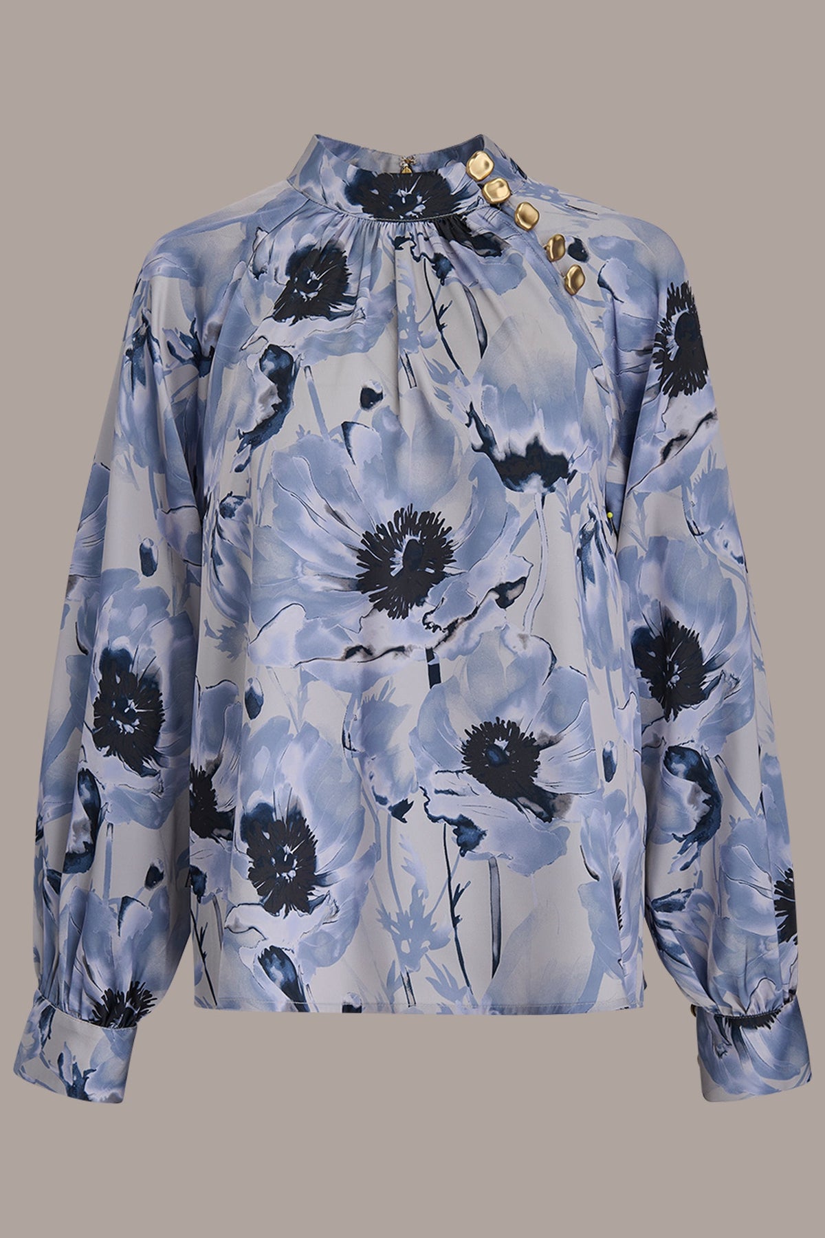BUTTON-NECK BLOUSE