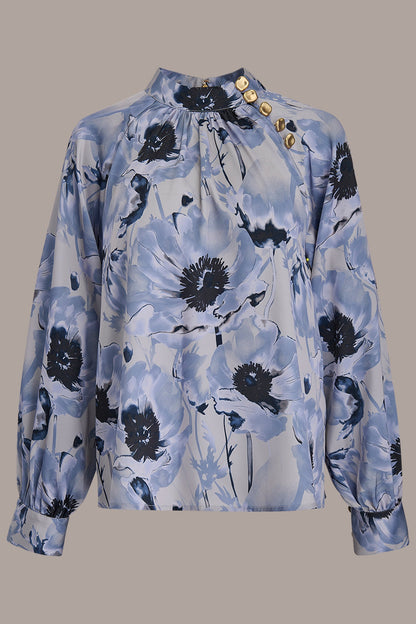 BUTTON-NECK BLOUSE