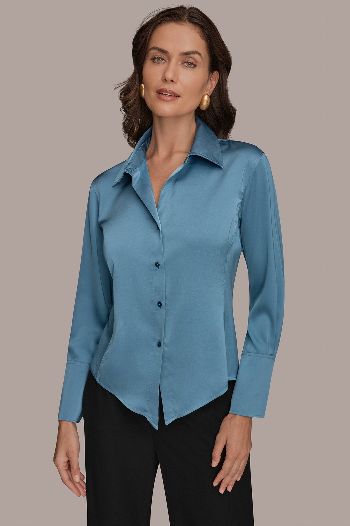 SATIN HIGH-LOW BLOUSE