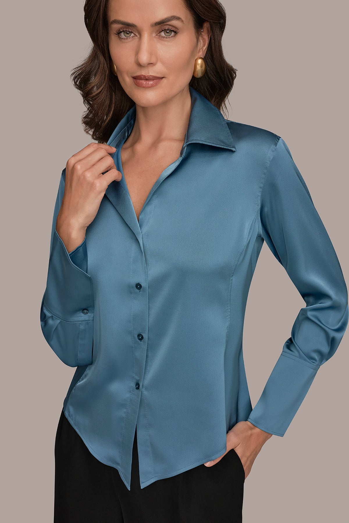 SATIN HIGH-LOW BLOUSE