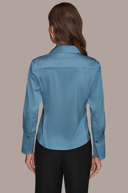 SATIN HIGH-LOW BLOUSE