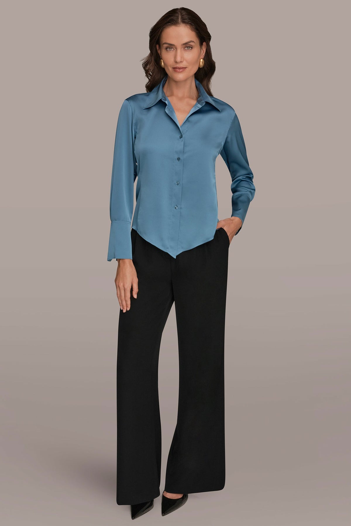 SATIN HIGH-LOW BLOUSE