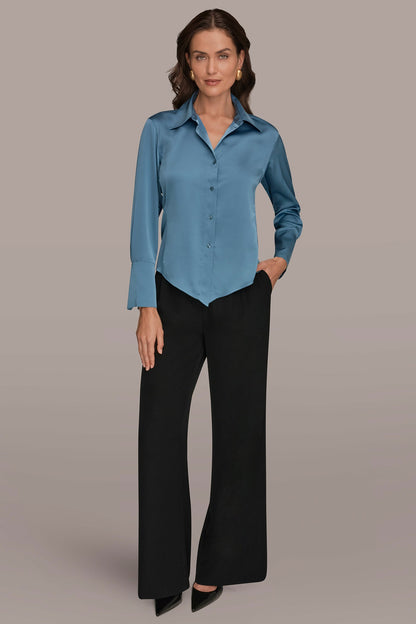 SATIN HIGH-LOW BLOUSE