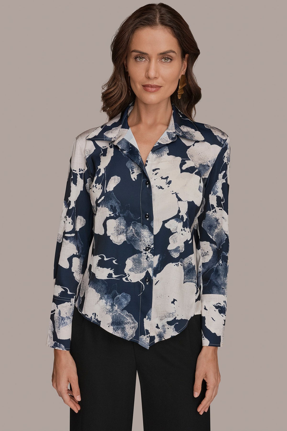 FLORAL PRINT HIGH-LOW BLOUSE