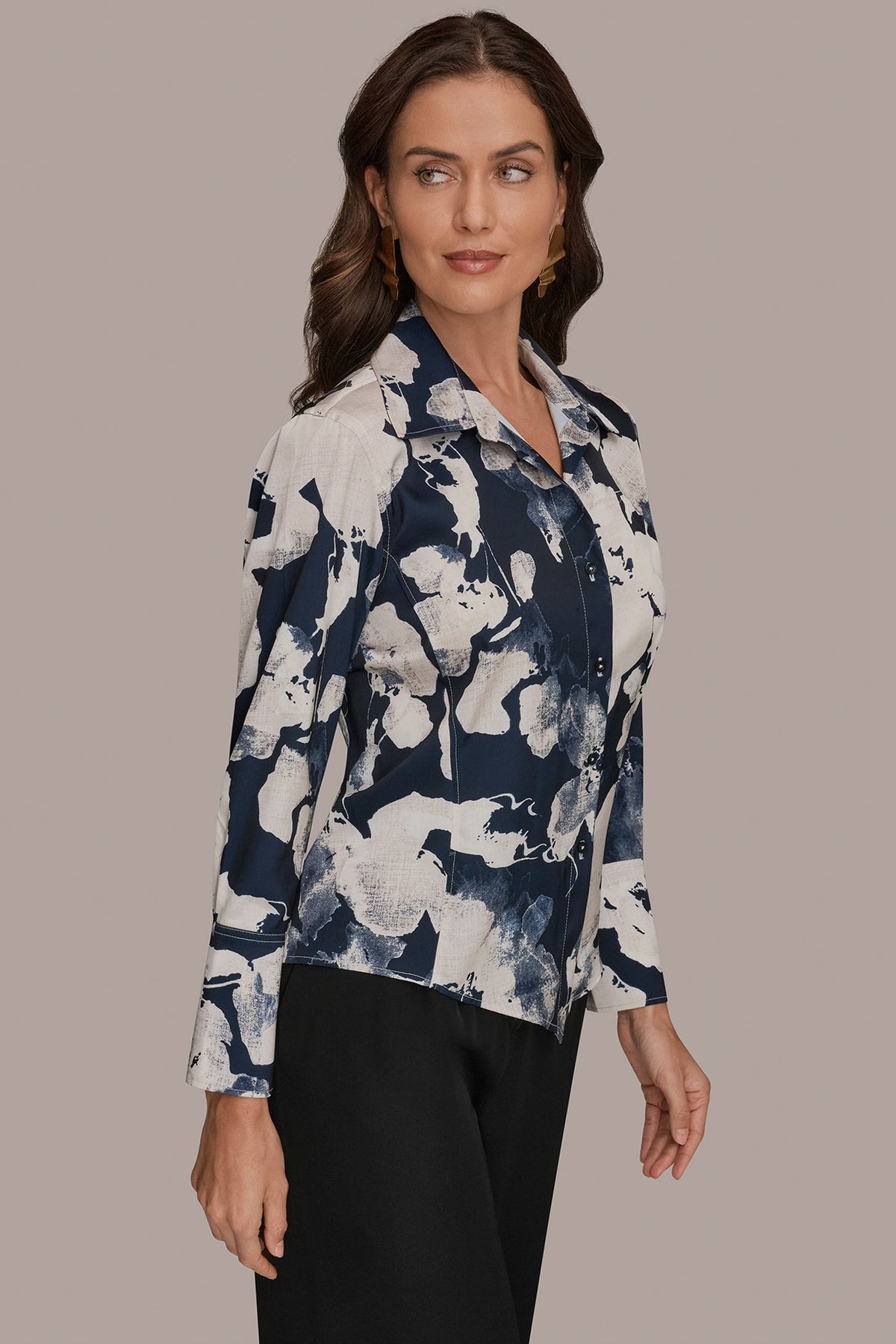 FLORAL PRINT HIGH-LOW BLOUSE