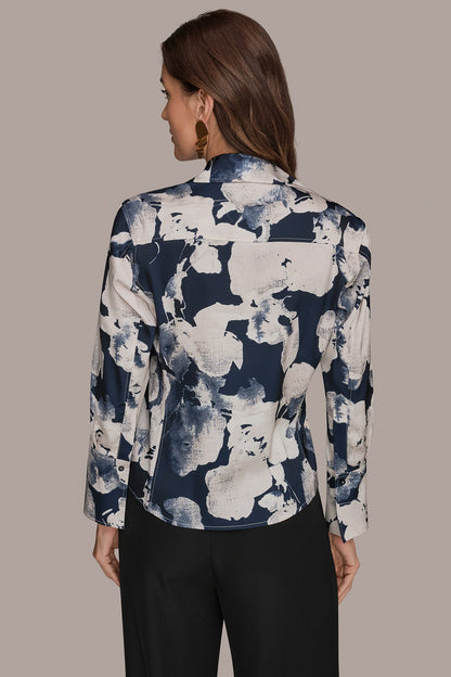 FLORAL PRINT HIGH-LOW BLOUSE