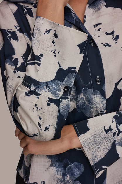 FLORAL PRINT HIGH-LOW BLOUSE