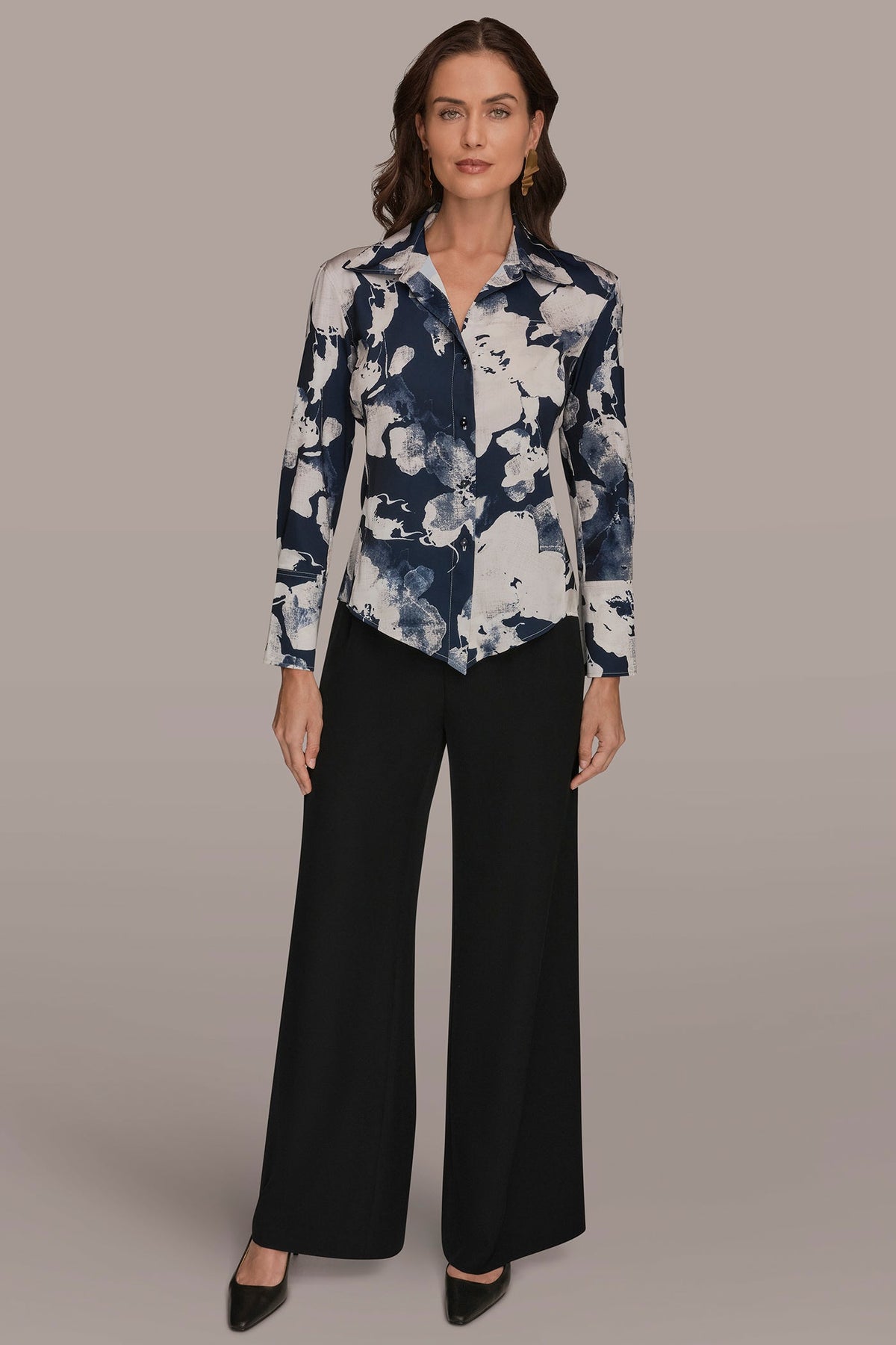 FLORAL PRINT HIGH-LOW BLOUSE