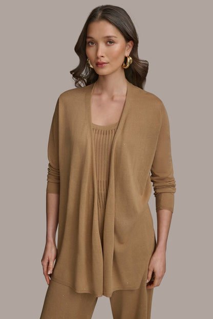 LONG SLEEVE RIB OPEN CARDIGAN