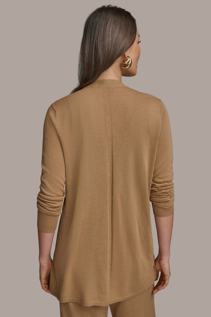 LONG SLEEVE RIB OPEN CARDIGAN