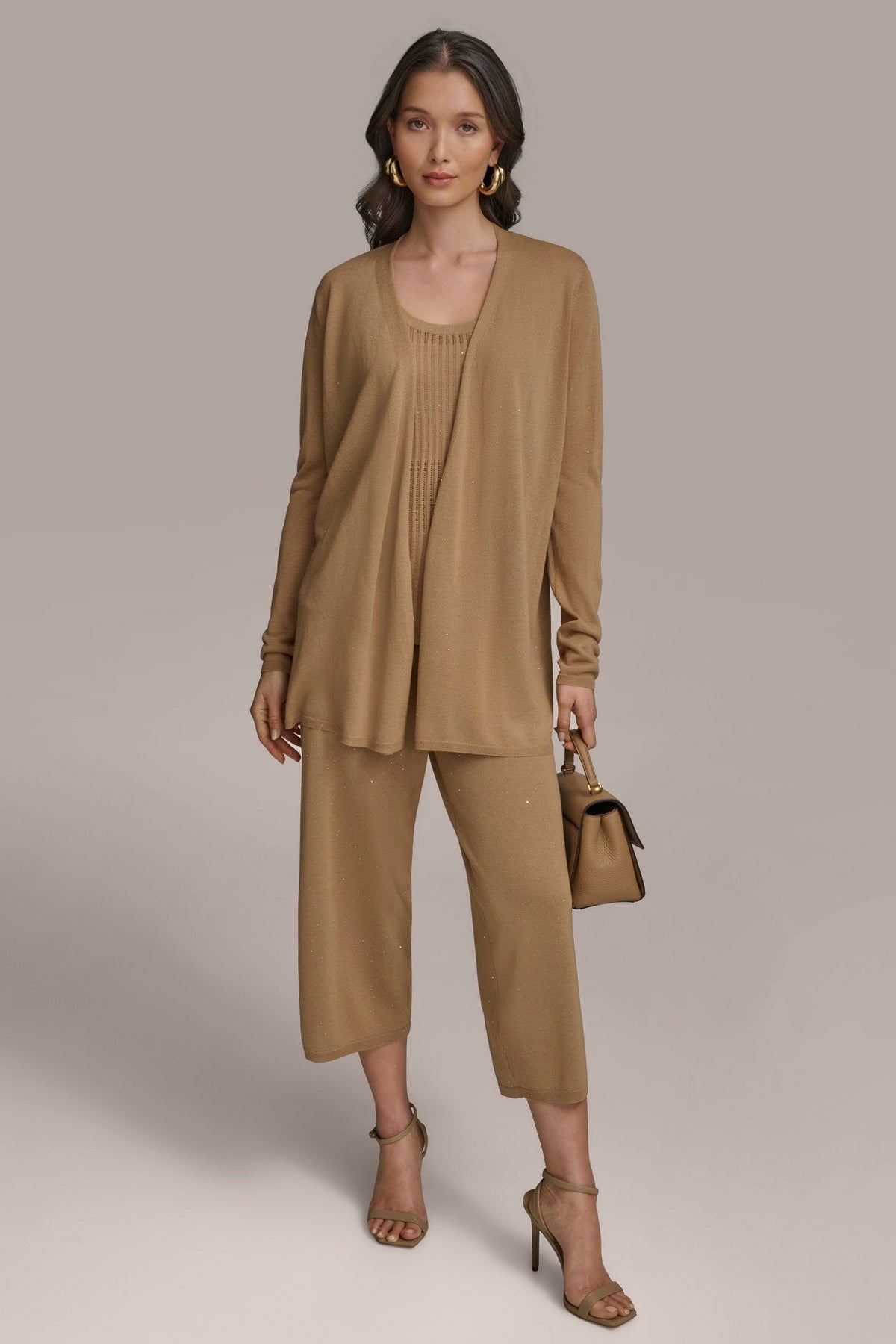 LONG SLEEVE RIB OPEN CARDIGAN