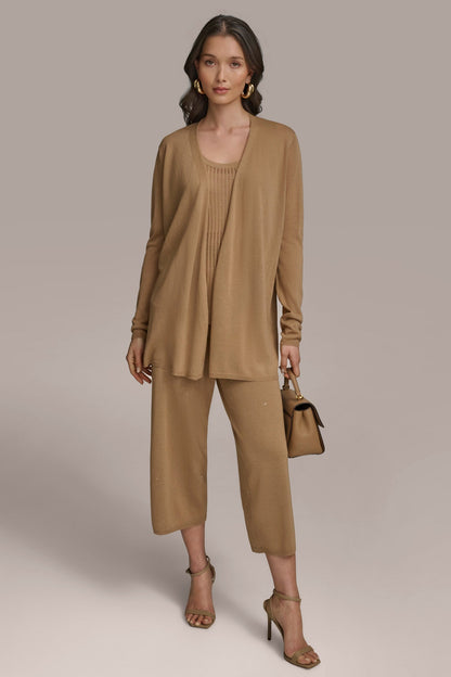 LONG SLEEVE RIB OPEN CARDIGAN