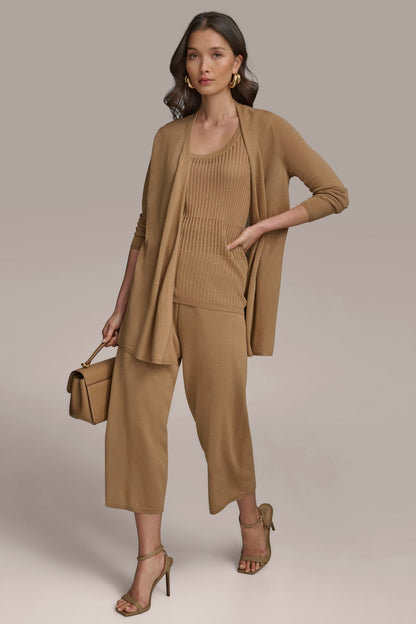LONG SLEEVE RIB OPEN CARDIGAN