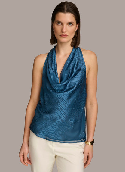 BURNOUT COWL NECK TOP