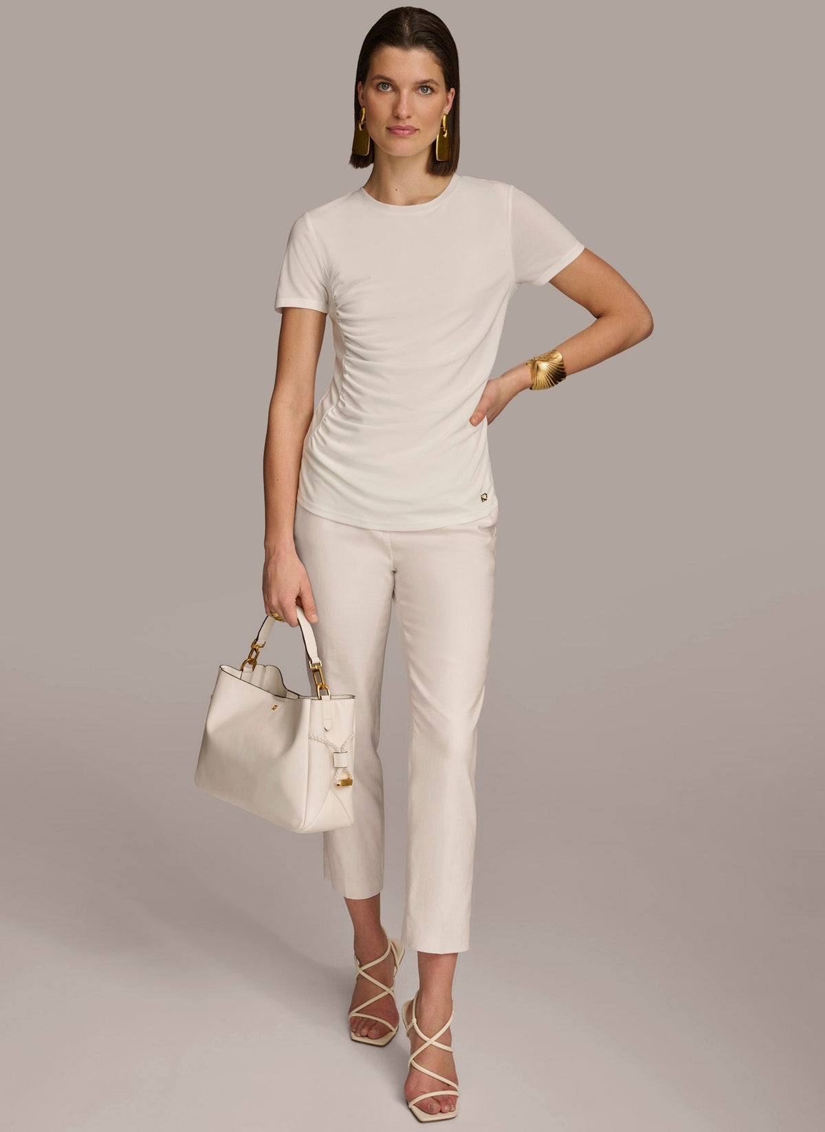 CREW NECK RUCHED TEE