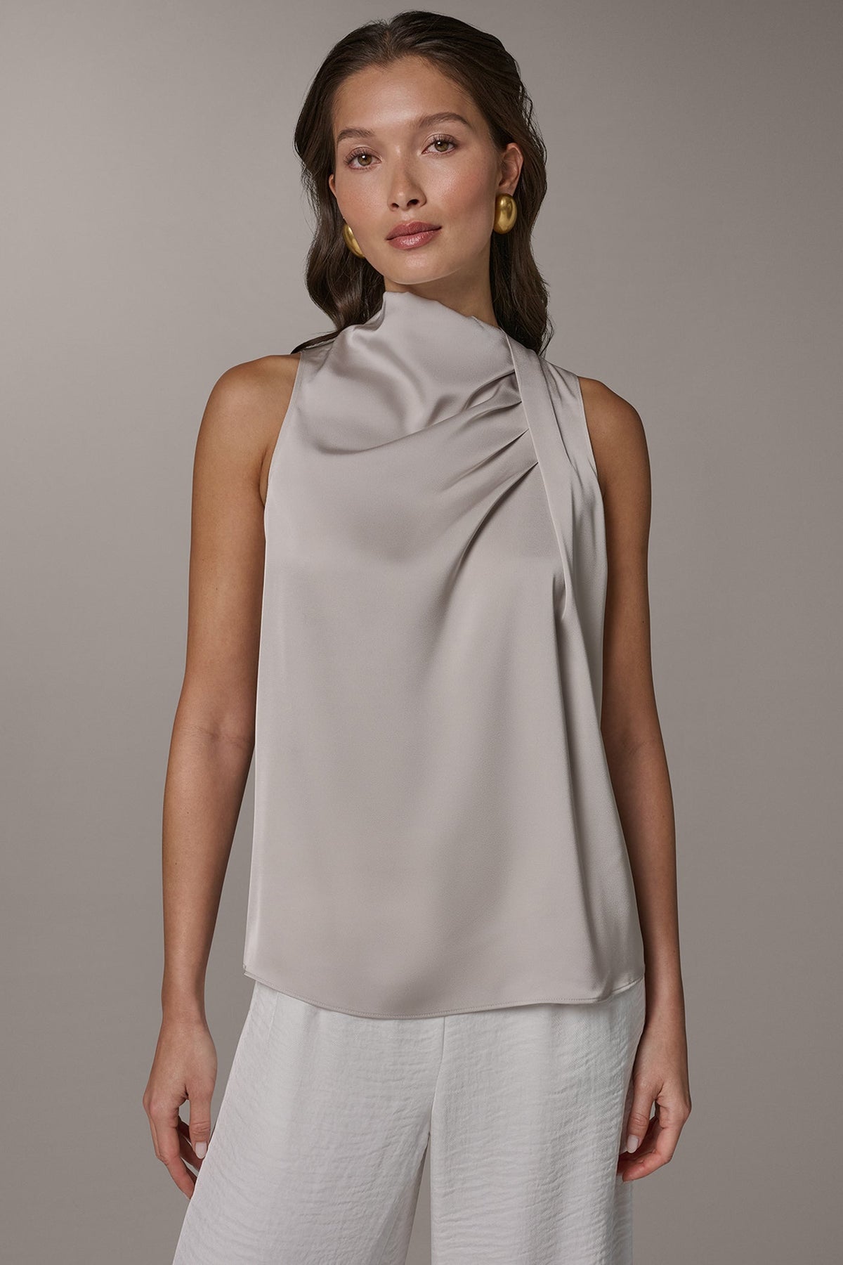 TWIST DRAPE SHOULDER BLOUSE