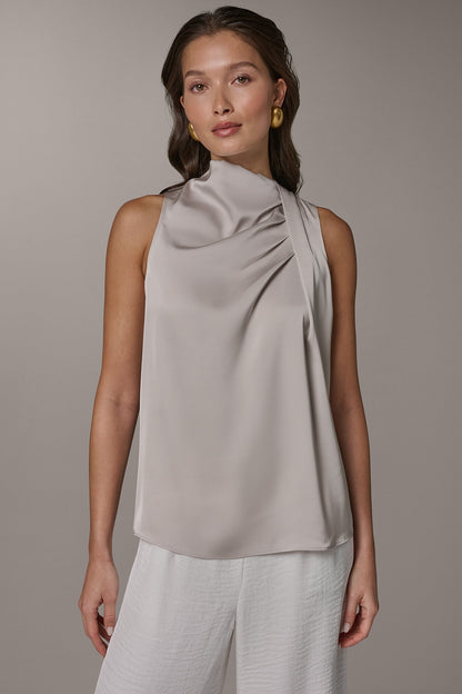 TWIST DRAPE SHOULDER BLOUSE