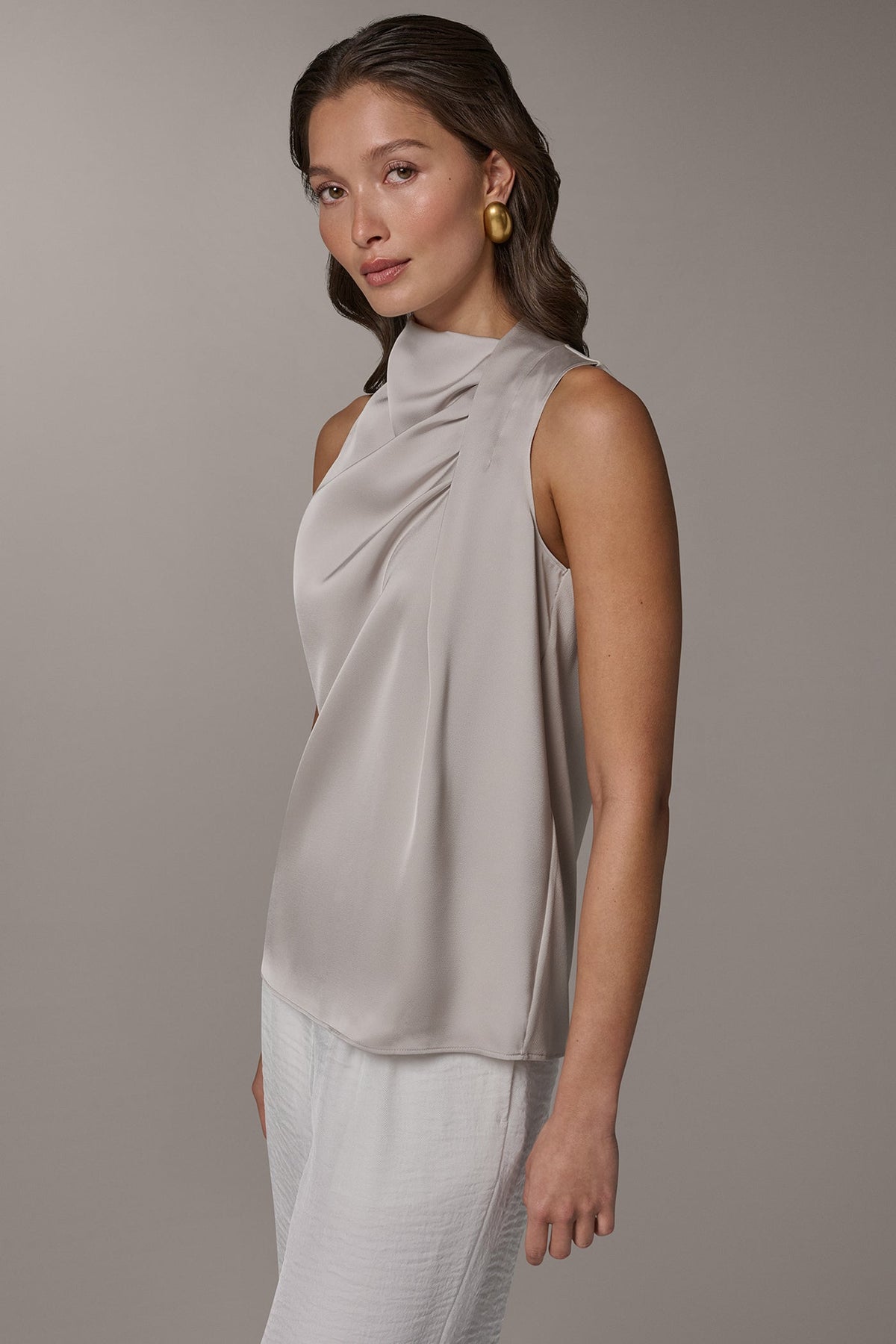TWIST DRAPE SHOULDER BLOUSE
