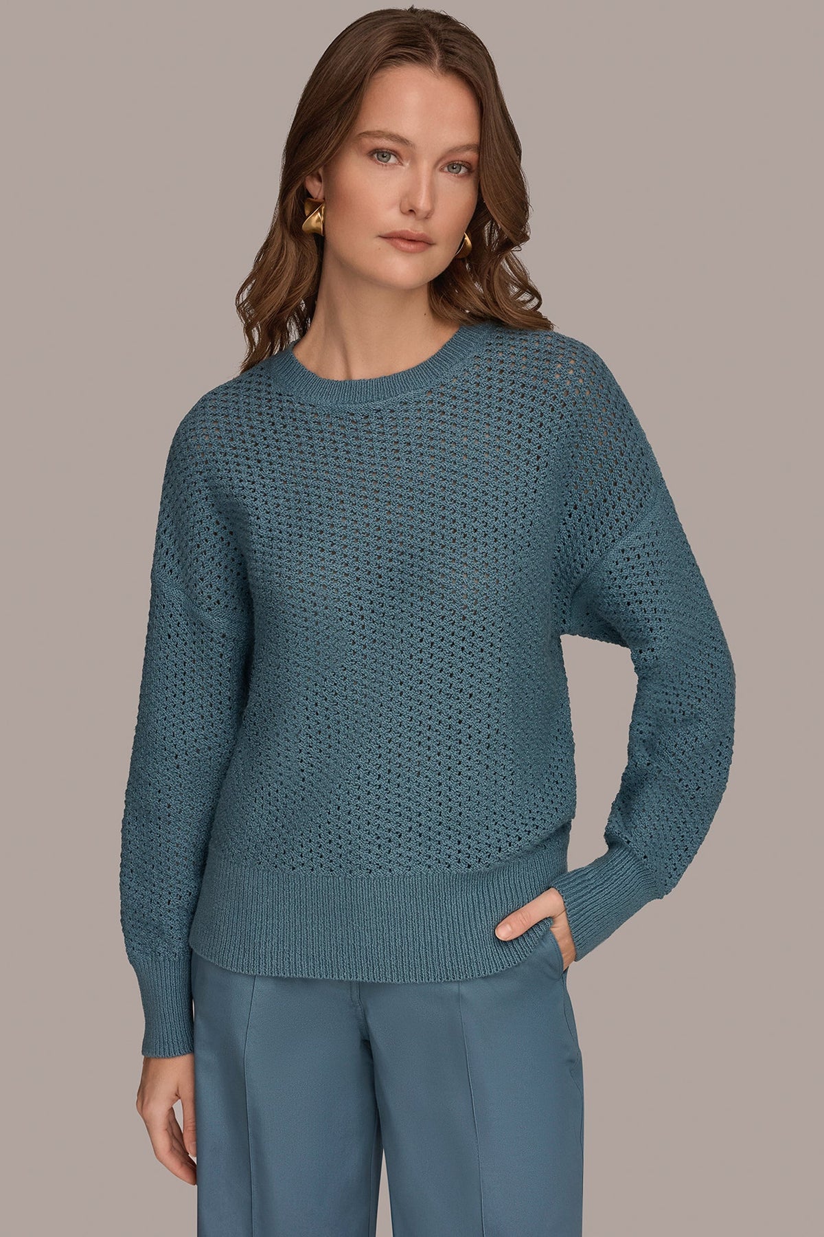LONG SLEEVE OPEN STITCH SWEATER