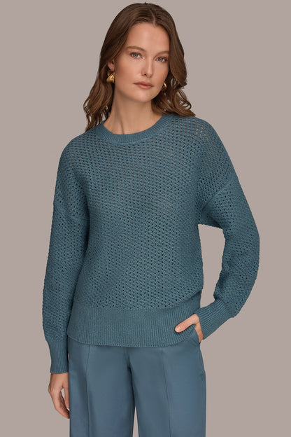 LONG SLEEVE OPEN STITCH SWEATER