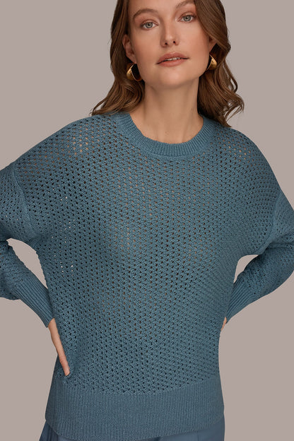 LONG SLEEVE OPEN STITCH SWEATER