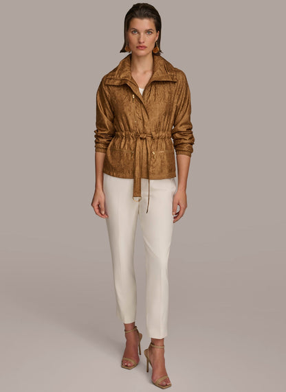 TEXTURE BELTED WRAP JACKET
