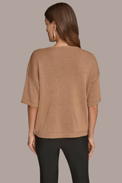 ELBOW-SLEEVE SEQUIN SWEATER