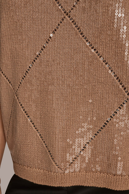 ELBOW-SLEEVE SEQUIN SWEATER