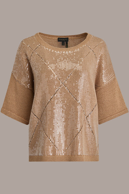 ELBOW-SLEEVE SEQUIN SWEATER